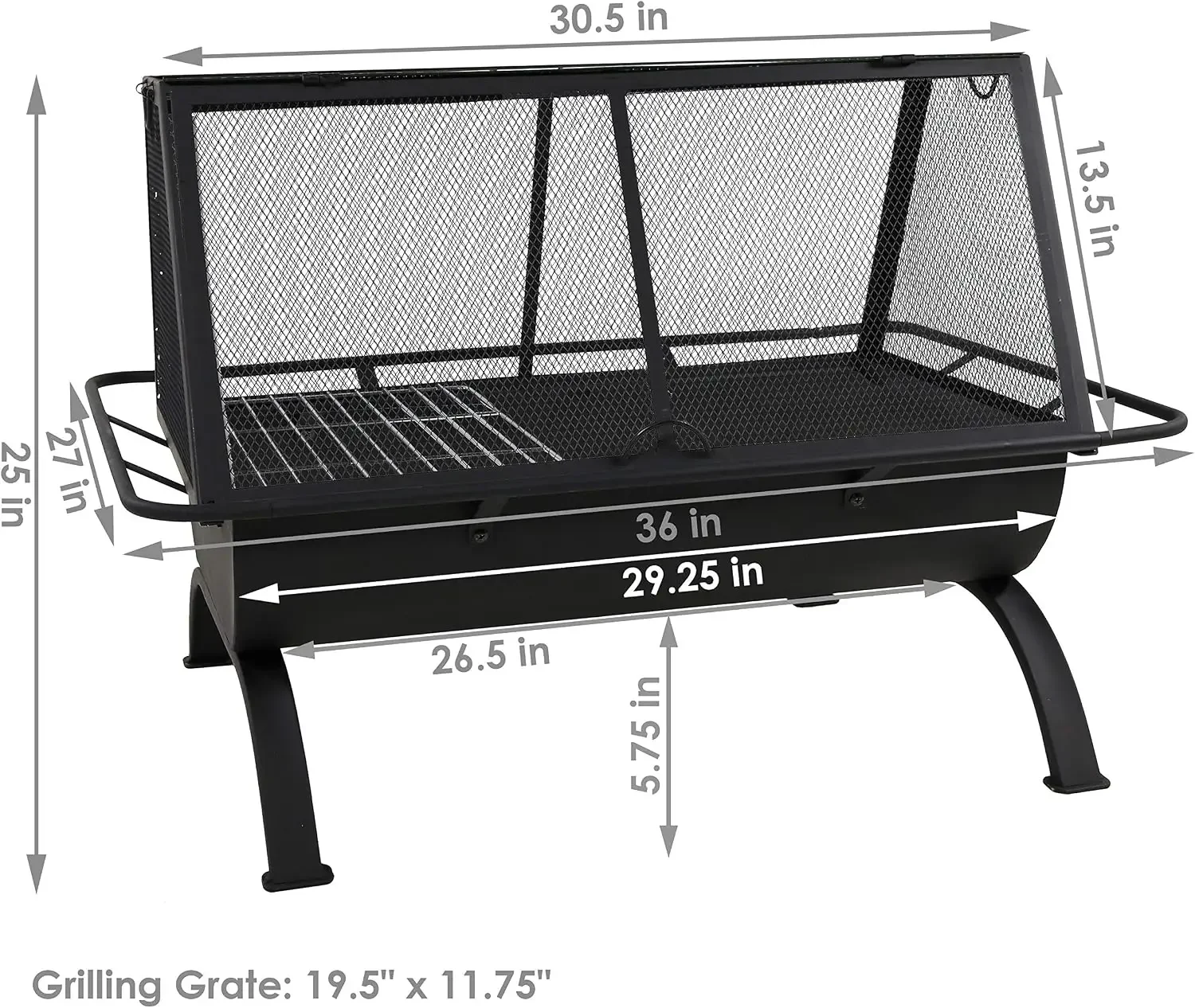 36-Inch Northland Steel Outdoor Fire Pit with Grill - Fireplace Cooking Grate, Spark Screen, Cover, and Poker