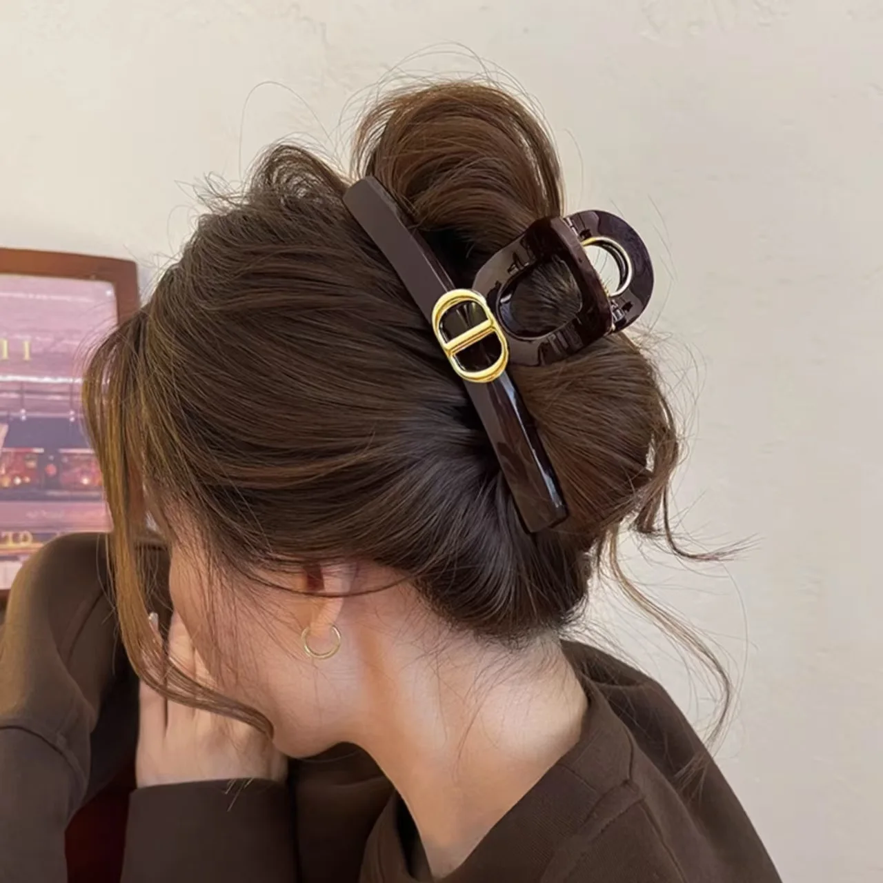 Letter Gold Label Simple Fashion Geometric Hair Clip Edge Clip Personality Hair Accessories