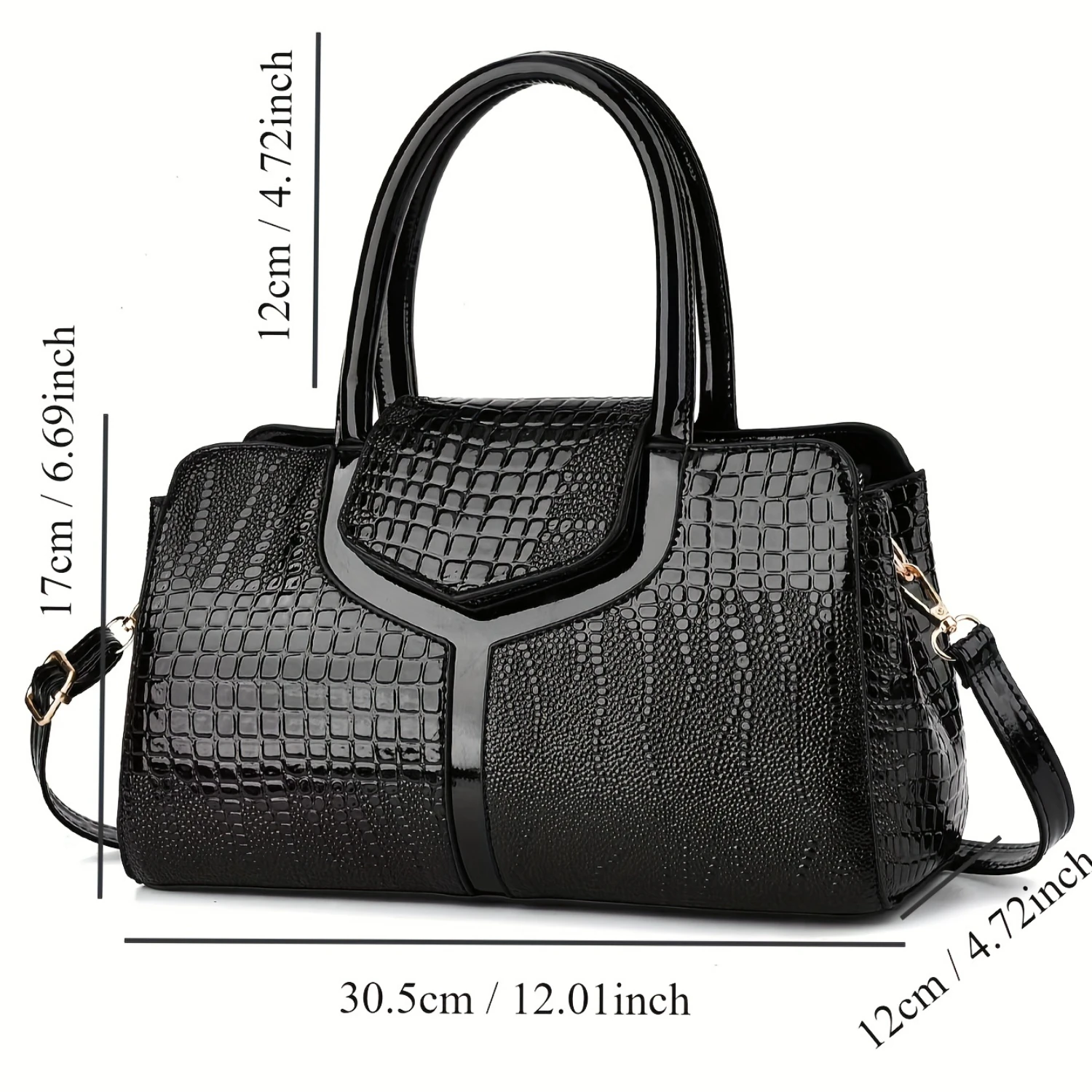"Bolso de mano con patrón de cocodrilo, bolso de mano versátil con asa superior, bolso cruzado de moda, bolso de mujer"
