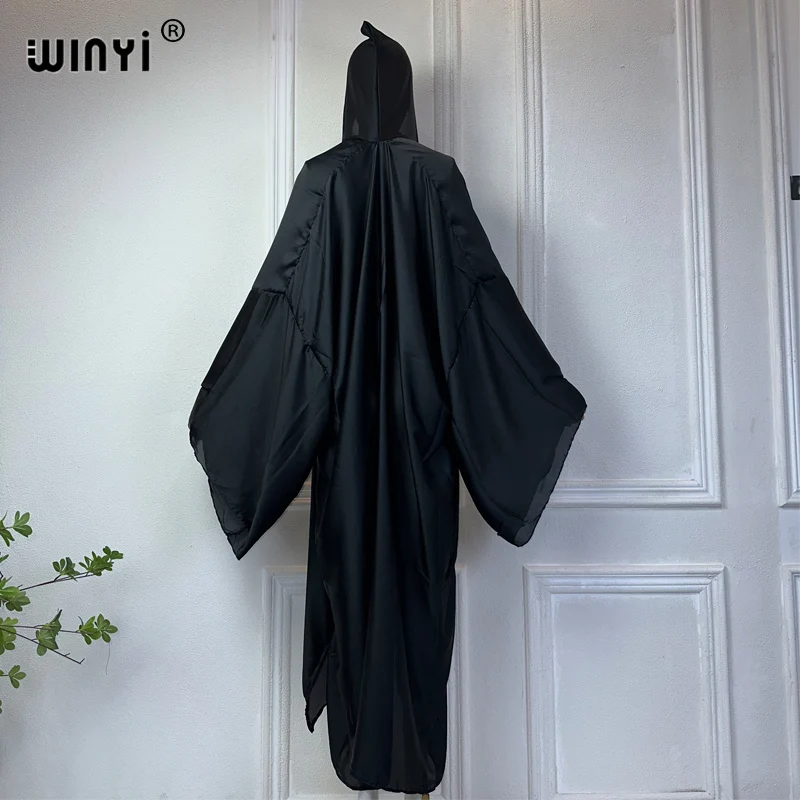 2024 WINYI Europe kimono Hooded cardigan kaftan Cocktail sexy Boho cover up beach women Africa Holiday Robe beach outfits