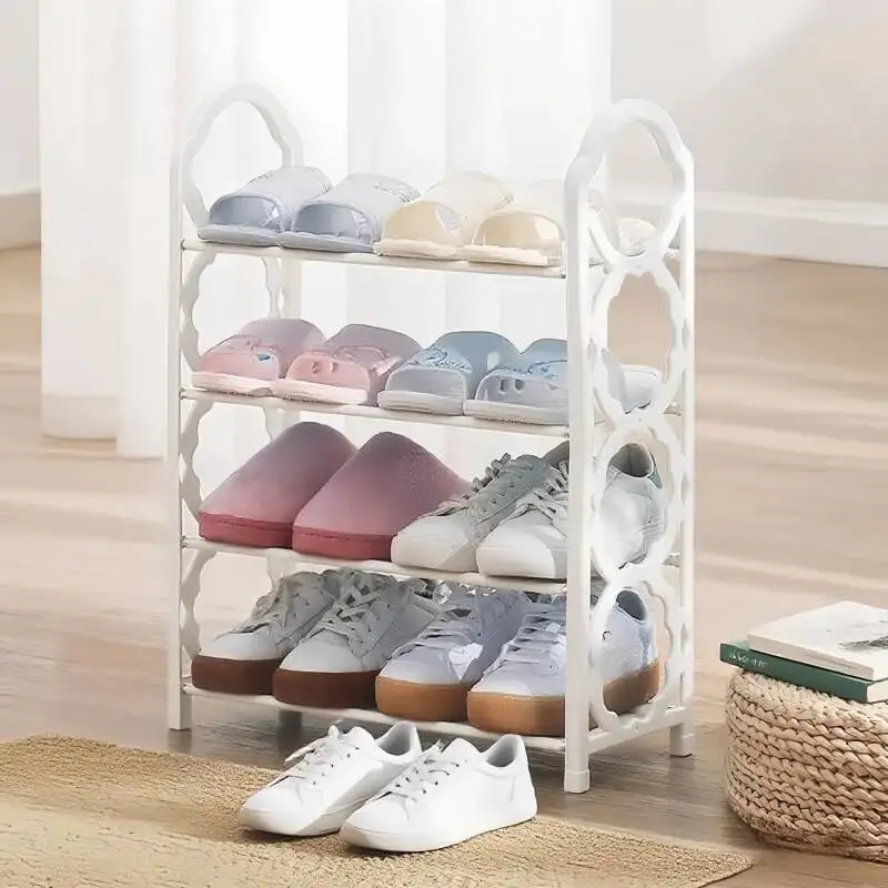 1-teiliges 4-stufiges multifunktionales Aufbewahrungsregal, bodenstehender Schuhstiefel-Organizer, Kunststoffständer, einfach zu montieren, platzsparend,
