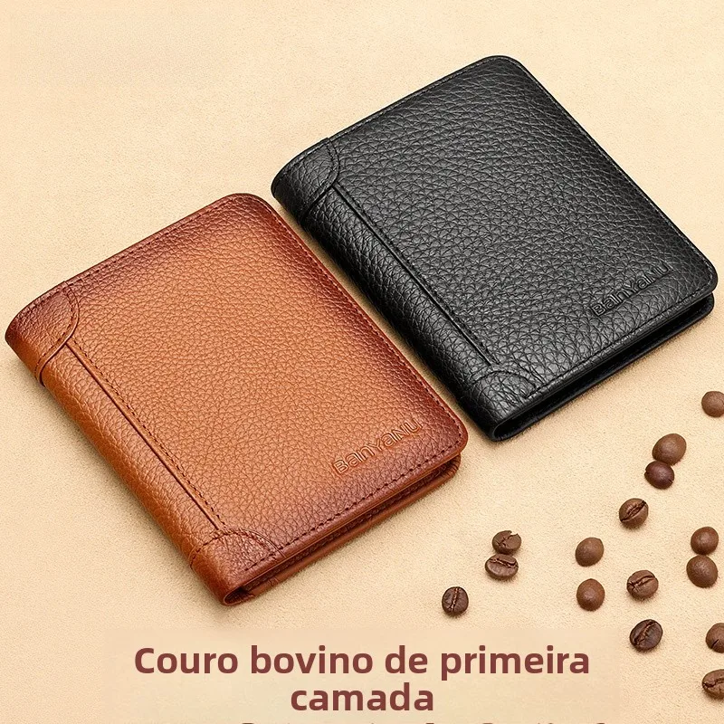 leather-wallet-short-style-driver-license-card-holder-multi-functional-men's-wallet-women's-wallet-top-layer-cowhide-retro-style