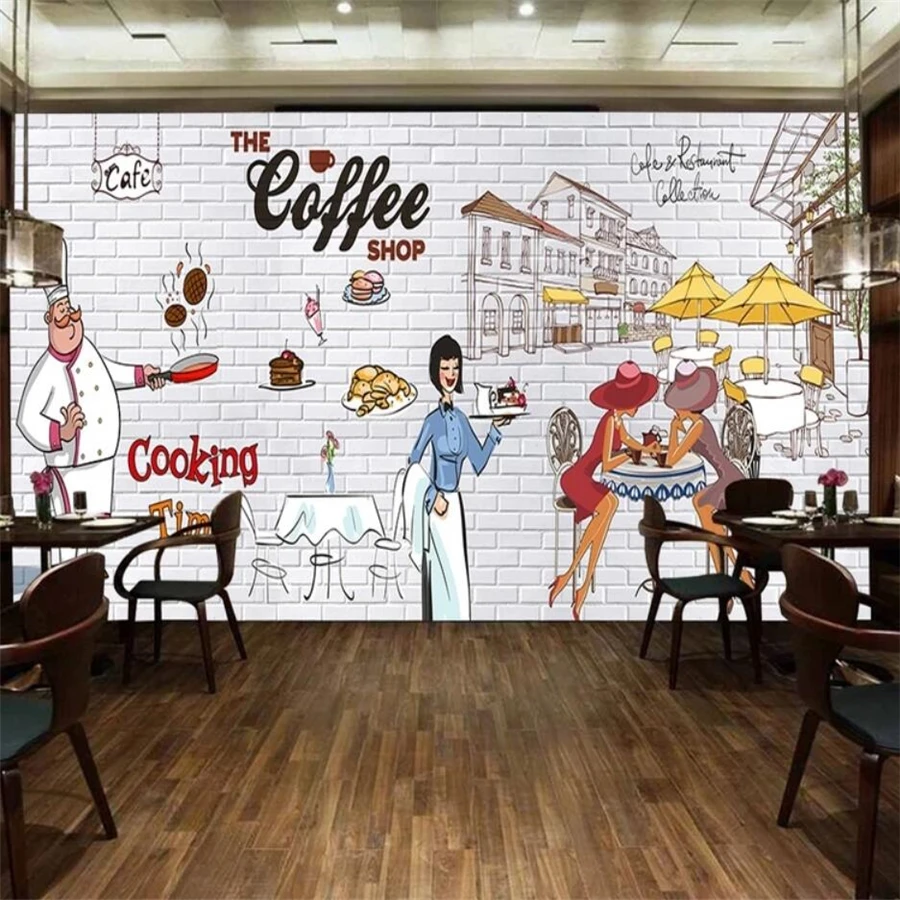 Custom wallpaper 3D murals papel de parede hand-painted European and American coffee shop Western restaurant tooling wallpaper