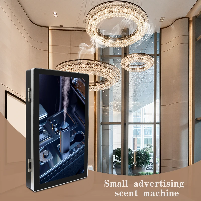 Commercial Scent Diffuser With Digital Advertising Display Screen, Wall Mounted Aroma Marketing Machine For Hotel Mall Elevator