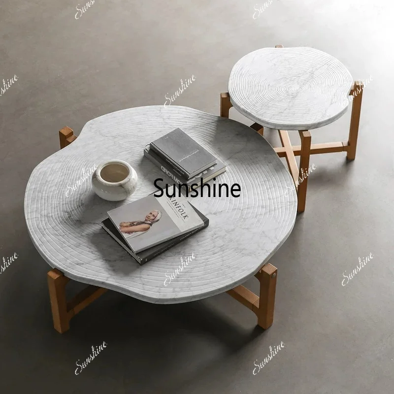 Nordic modern simple marble round combination coffee table