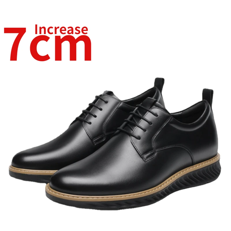 

Invisible Heightening Shoes for Men Increase 7cm Genuine Leather Thick Sole Business Casual Oxford Elevator Shoe Increasing Shoe