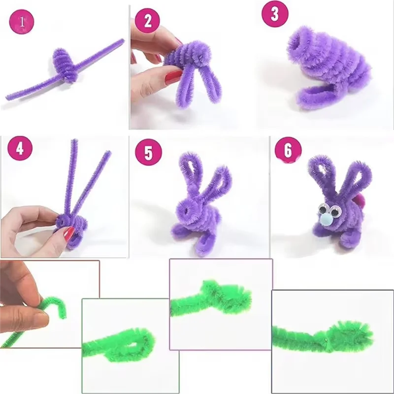 ABJI-Colorful Pipeline Cleaner Toy Handmade DIY Twist Stick Educational Twist Stick Color Hair Root Tops