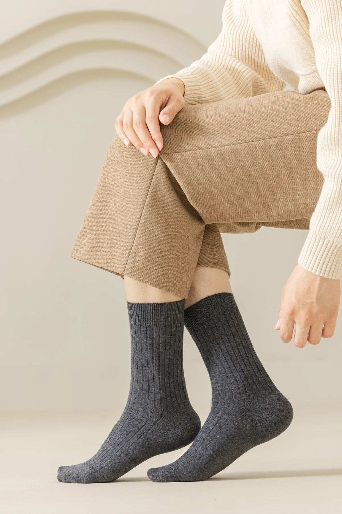 5 paia, nuovi calzini termici in lana da uomo, calzini a metà polpaccio caldi e confortevoli per affari, ufficio e abbigliamento casual, autunno, inverno,