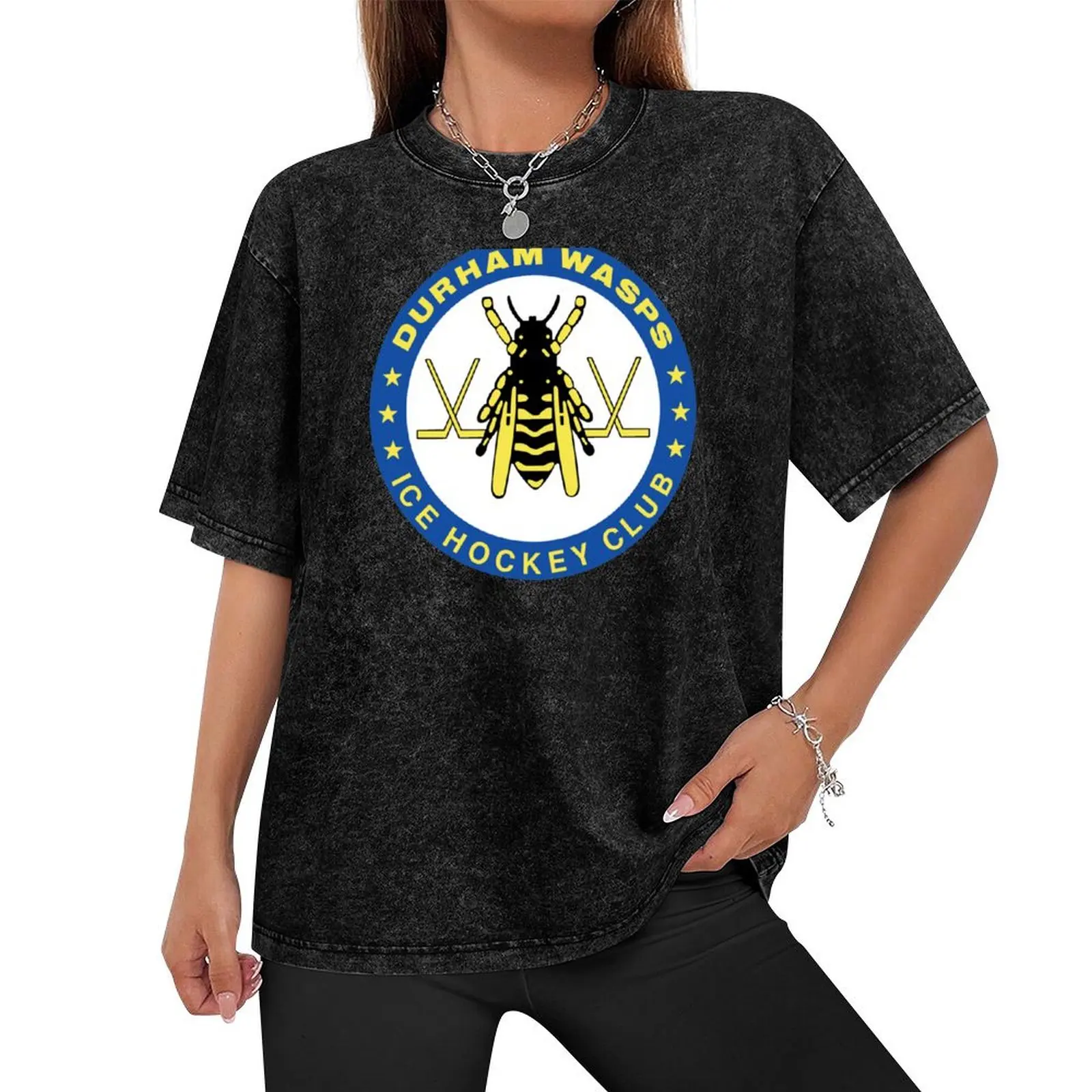 Durham Wasps Ice Hockey Team Retro Logo T-Shirt Blouse plain custom shirt street wear mens graphic t-shirts pack