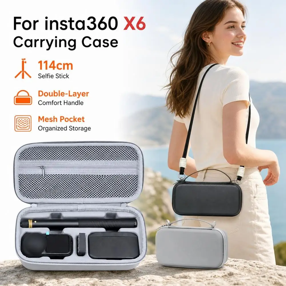 Wasserdichte Tragetasche zur Aufbewahrung für die Insta360 X6, tragbare Schultertasche, robuste Schutzhülle, Kamerazubehör. – Detail 7