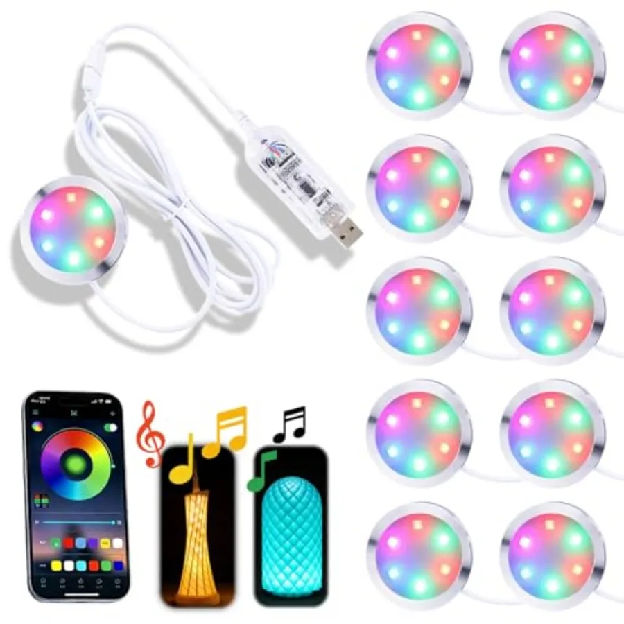 LED Lamp Kit 001 App Control for Bambu Lab 3D Printing USB RGB LED Round Light with APP Cluster Control DIY Lamp Making Kit for