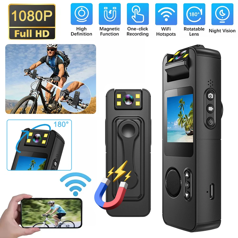 1080P Micro Camcorder WIFI Body Camera Voice Recorder Mini Wireless Camera Security Action Camera Night Vision Sports Cam