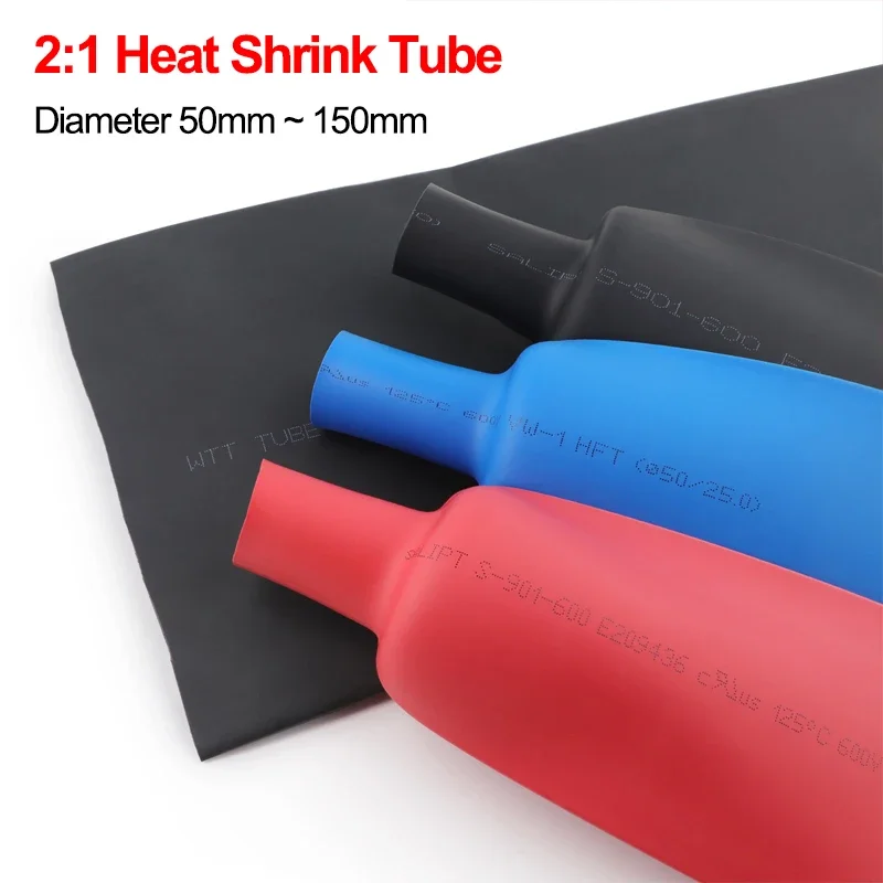 1/2/5m 2:1 Heat Shrink Tube Diameter 50 60 70 80 90 100 120 150mm Polyolefin Thermal Cable Insulated Sleeve Wire Protector Wrap