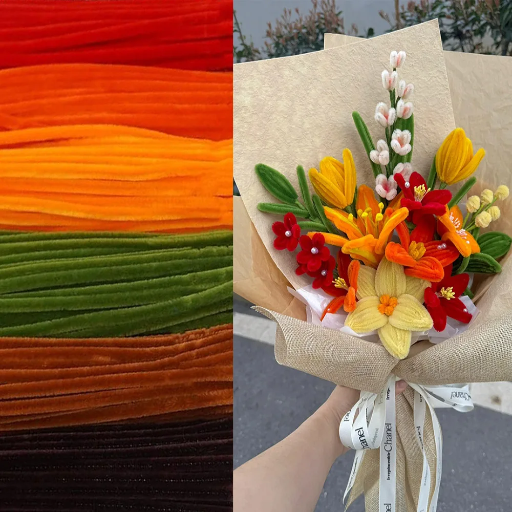 600/900 Stück Pfeifenreiniger zum Erntedankfest, Pompons, Pfeifenreiniger zum Basteln für DIY-Kunst- und Bastelprojekte, kreatives Geschenk