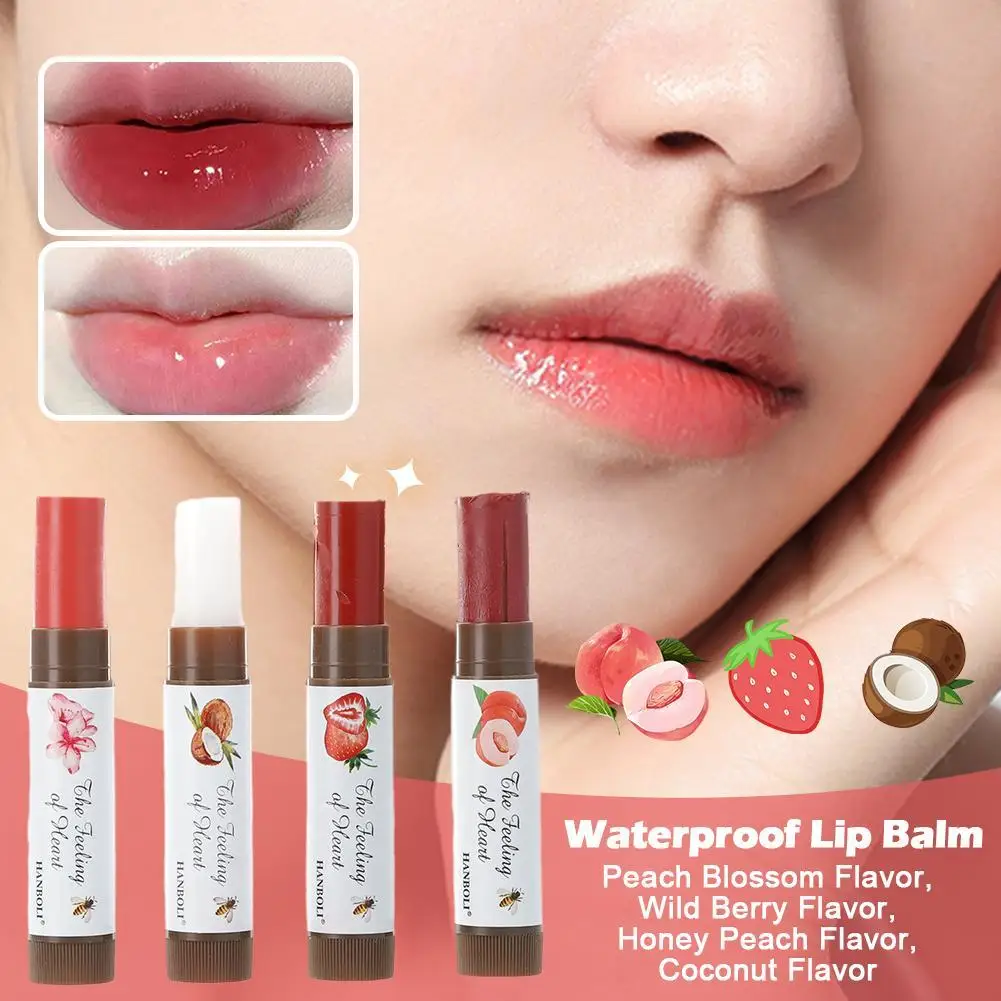 Waterproof Fruit Lip Balm Peach Tea Color Lipstick Lines Lip Natural Changing Color Jelly Lasting Lip Care Plump Moisturizi E7H0