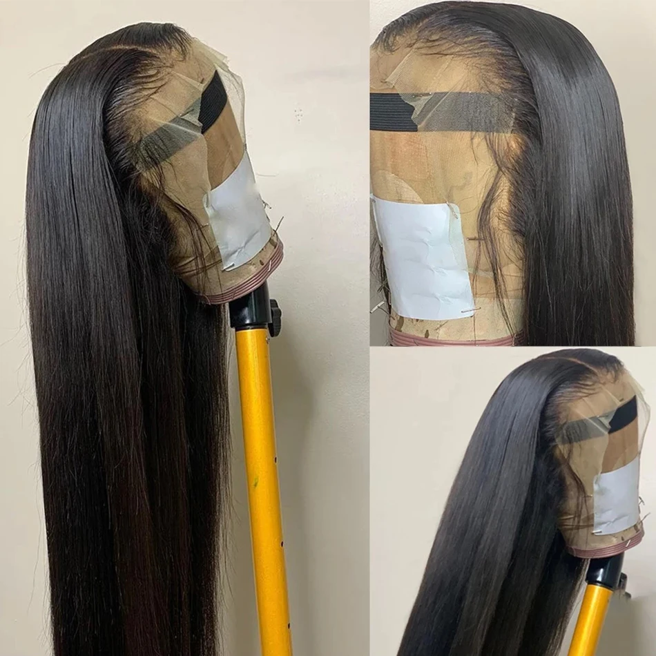 Parrucca frontale in pizzo dritto osso 26 30 pollici 200 densità 13x4 parrucche per capelli umani anteriori in pizzo trasparente capelli brasiliani per donne nere