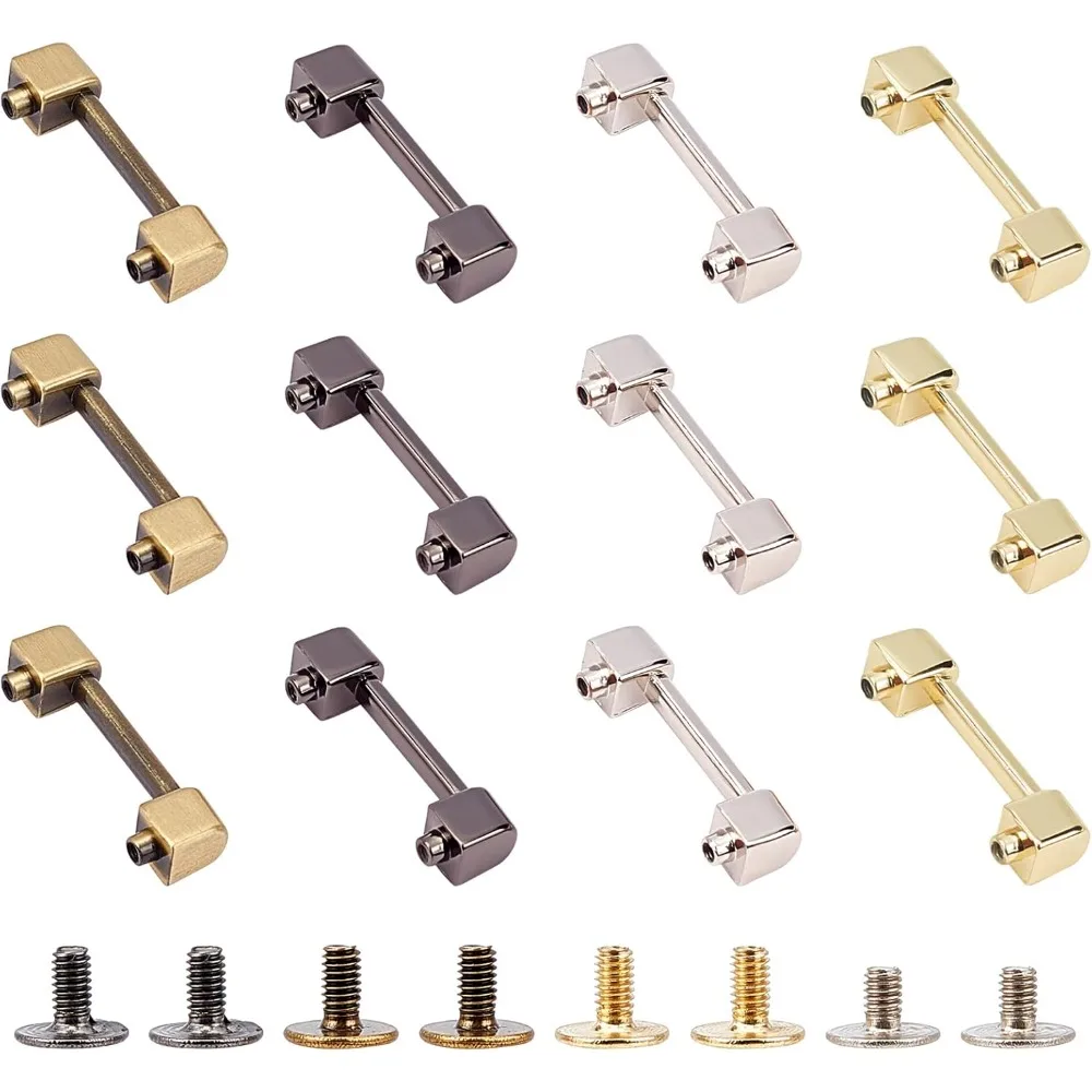 12 Sets Metal Bag Strap Connector Buckle 4 Colors Bag Suspension Clasps Anchor Bridge Buckles Belt Strap Hanger Hooks