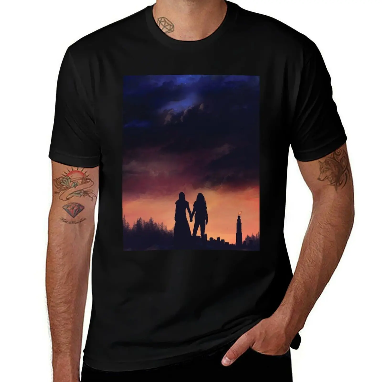 Earth meets the Sky T-Shirt Non-Shrink Basic Cotton T-Shirt