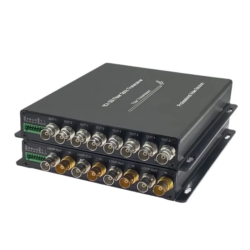 4CH 3G-SDI Fiber Converter 1080P&60Hz Broadcast SDI Video Optical Transceiver Loop Output with RS485 Over Single-Mode 20KM