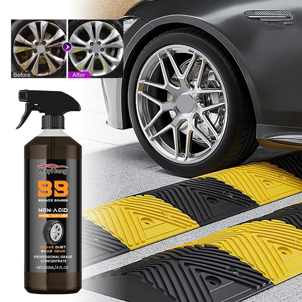 Powerful Wheel Cleaner 120ml Car Detailing Rim Tire Cleaner Car Wash Wheel Cleaning Spray Brake Bomber Cleaner