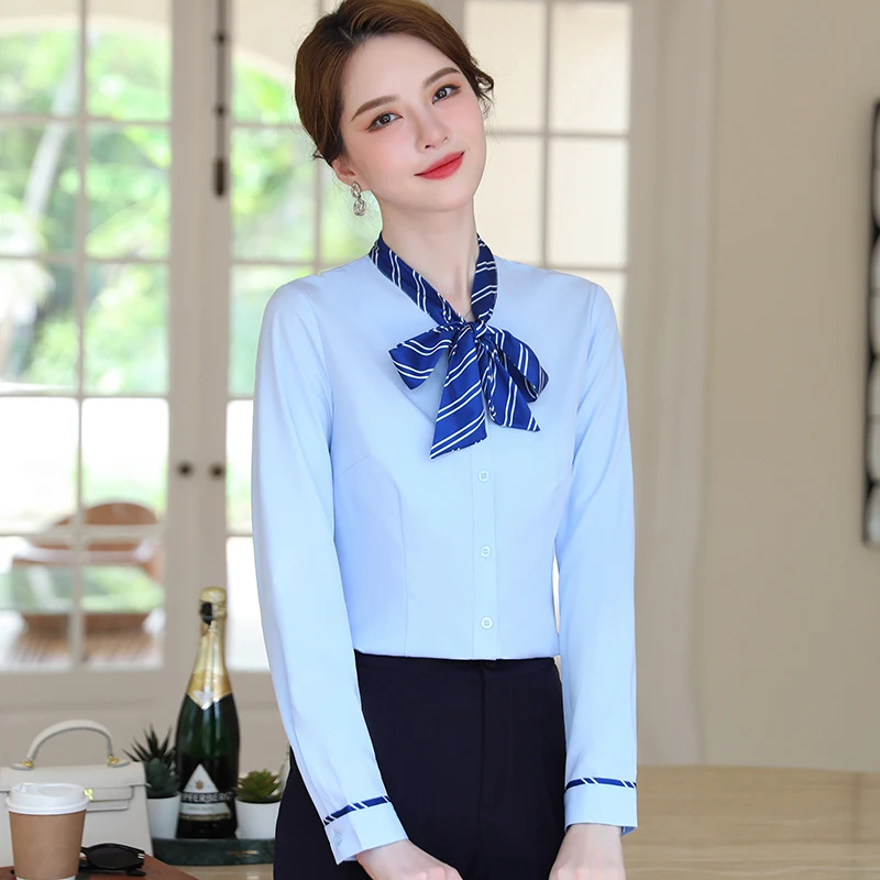 Formal Elegant Styles Long Sleeve Blouses Shirts Office Work Wear Professional Tops Clothes Career Interview Ladies Plus Size