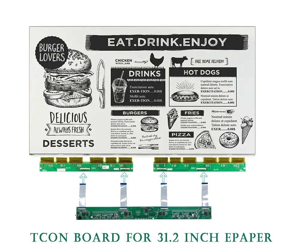 31.2인치 흰색 및 검정색 및 컬러 전자종이용 Tcon 드라이빙 보드 개발 키트