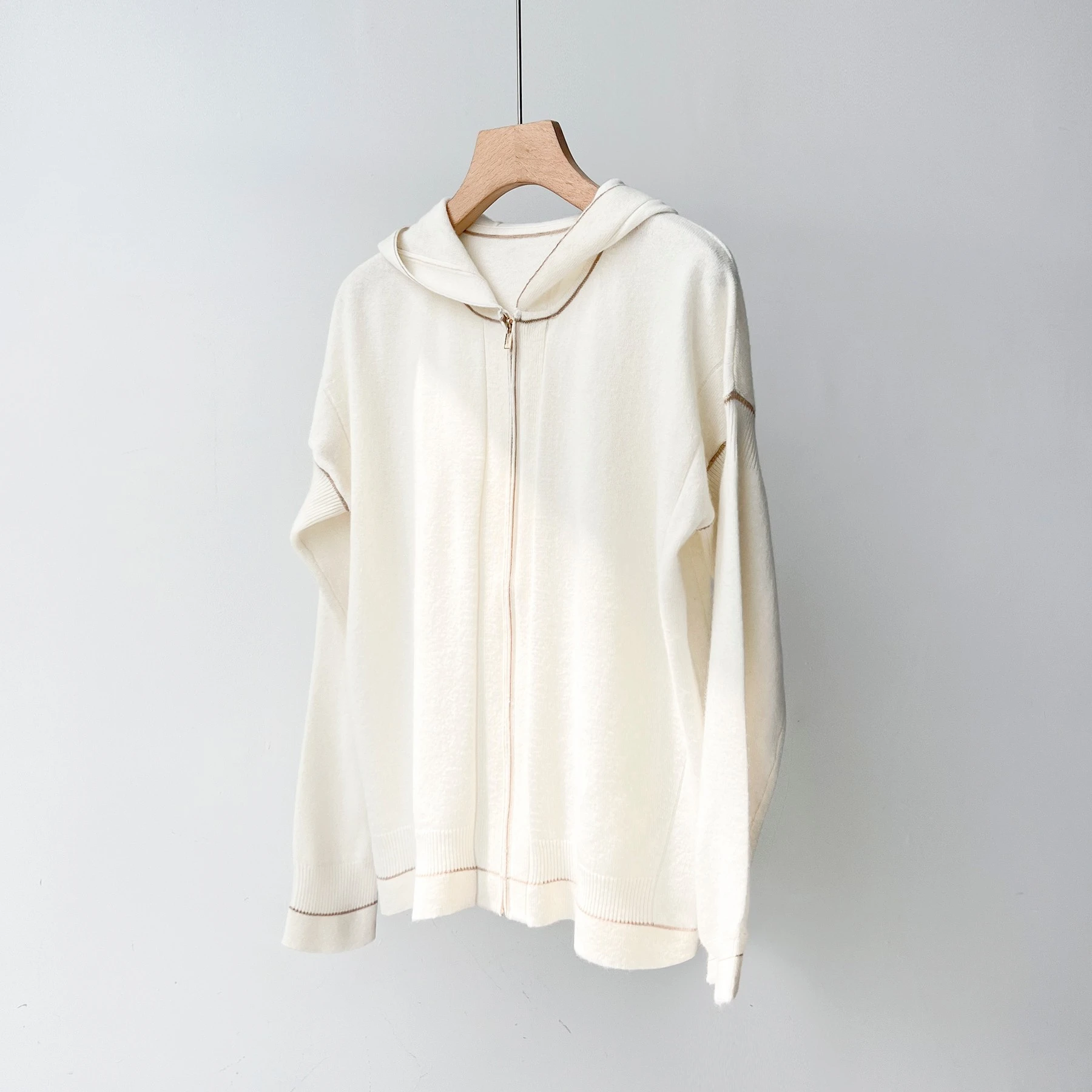 

Women Sweater d Drop Shoulder Knitwear Hooded Cashmere Knitted Cardigan