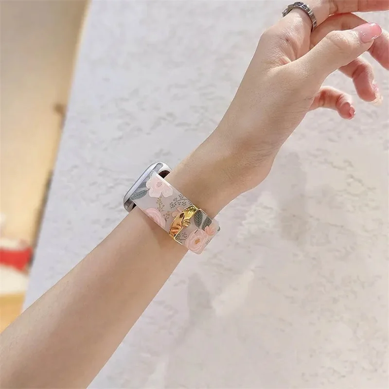 Retro Flower Matte Clear Strap For Apple Watch Band 49mm 44mm 45mm 42 40/38 Strap For Iwatch 8 7 SE 6 Correa Silicone Watchband