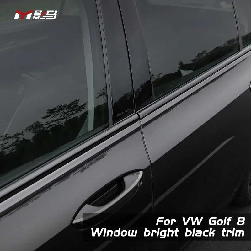 High Quality  Car Exterior Accessories Car Window ABS Black Moulding Trim For VW Golf 8 MK8 GTI PRO R-Line 2021 2022 2023