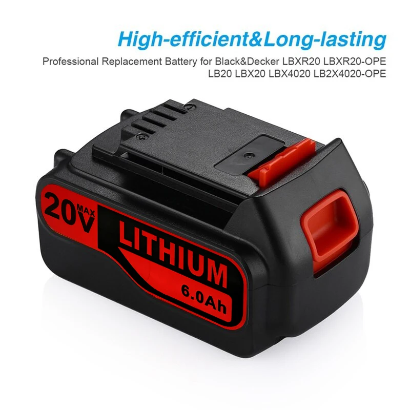 Baterías de iones de litio recargables para LBXR20 Black Decker, 20V, 4,0/5,0/6.0Ah, herramientas eléctricas inalámbricas, batería de repuesto BL2018