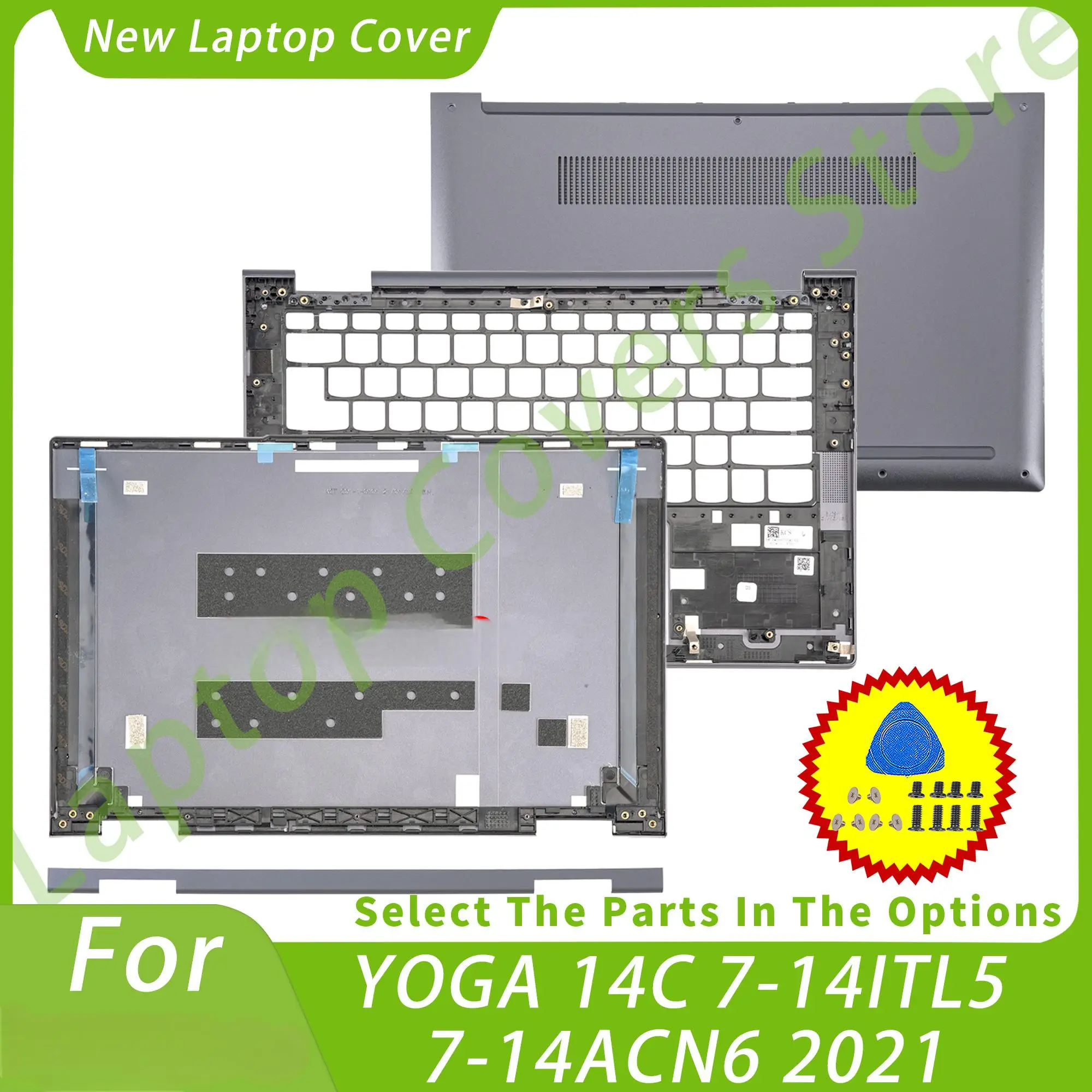 

NEW Case For YOGA 14C 7-14ITL05 7-14ACN6 2021 LCD Back Cover Palmrest Bottom Lid Top Notebook Housing Case Gray