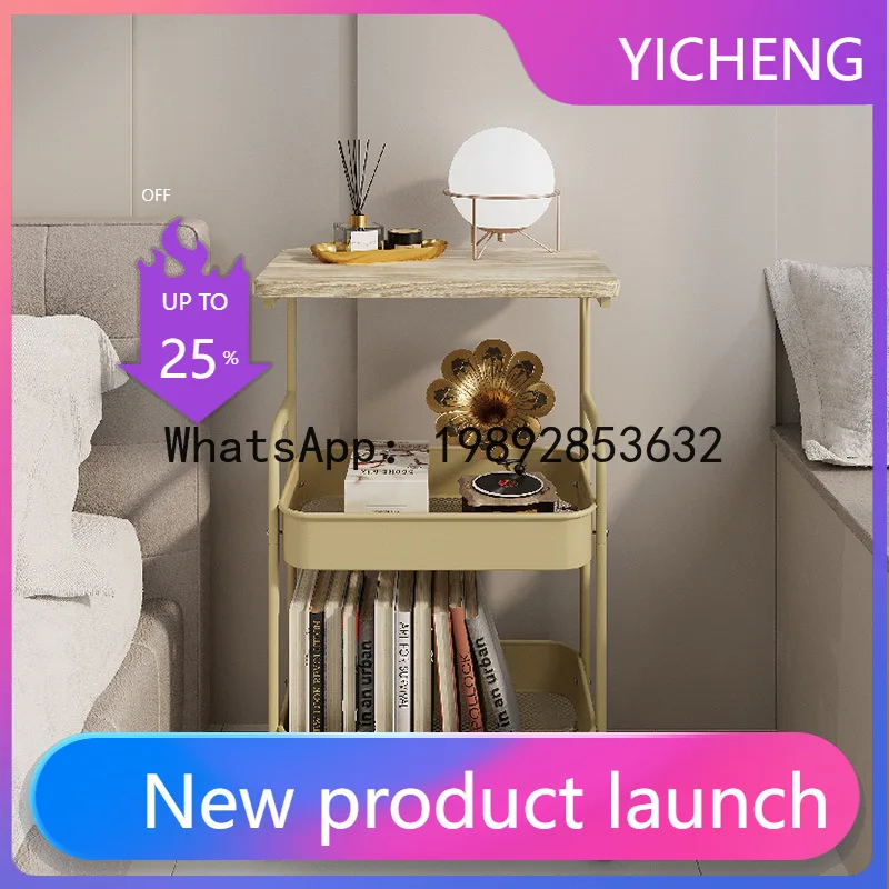 

LYY removable trolley double-layer home living room coffee table bedroom rack with wheel storage small table
