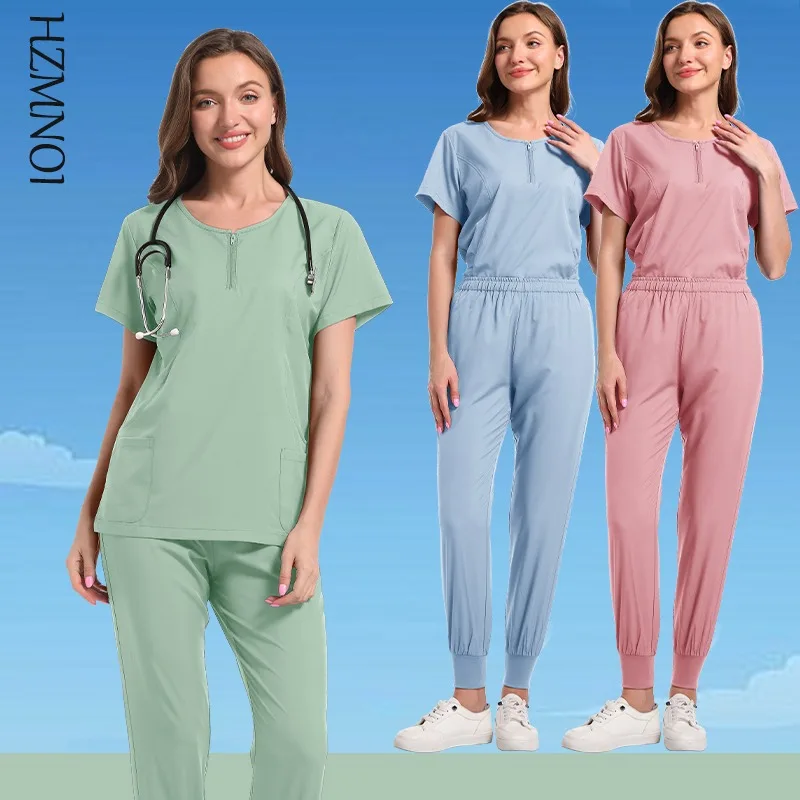 Vestaglie chirurgiche da donna, set di scrub medico da infermiera, abbigliamento da lavoro per salone di bellezza, camicie cliniche, top e pantaloni, abiti clinici da infermiera