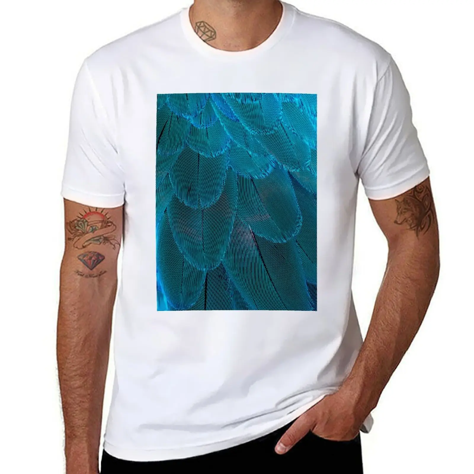 

Turquoise Blue Feathers T-Shirt t shirt for man t shirts for man cotton T-Shirt