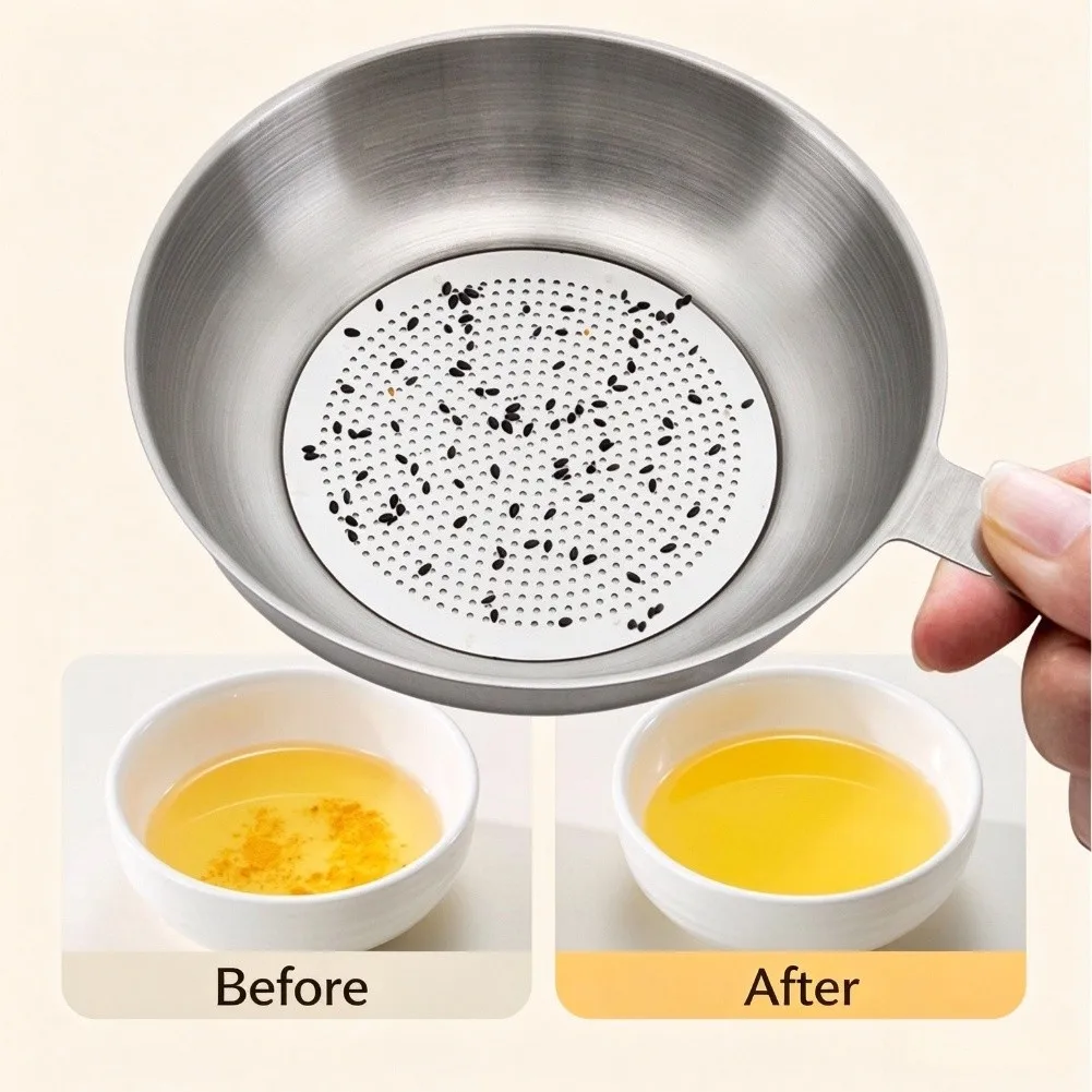 3.5L 304 Stainless Steel Grease Keeper Vessel With Deep Fry Mesh Basket Fine Screen Protective Cover Kitchen Cook Storage Tool