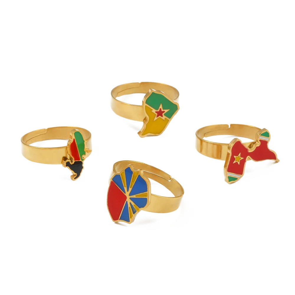 Anniyo 1 pieza Guadalupe Isla de la Reunión Martínique Anillo de mapa de la Guiana Francesa para Mujeres Niñas Joyería de Acero Inoxidable # 540962