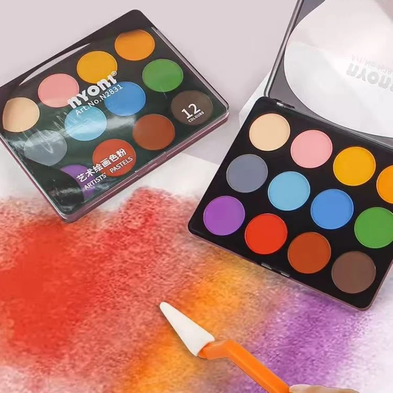 Nyoni 12-Color Super Soft Artist Pastels In PVC Box Fine Powder For Best Results, Suitable For Painting, Drawing, Mixed Media