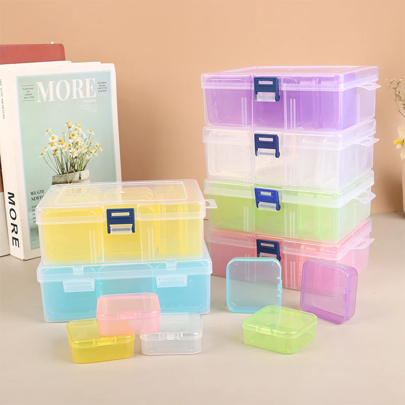 Transparent Storage Box DIY Storage Box Nail Art Jewelry Rhinestone Storage Container Multifunctional Storage Box Set 6Colors