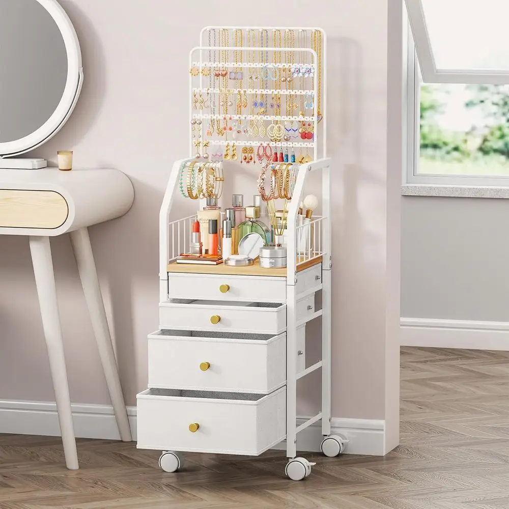 

Большая многофункциональная подставка-органайзер для украшений (серёг, колец, браслетов) - Передвижная подставка для хранения украшений