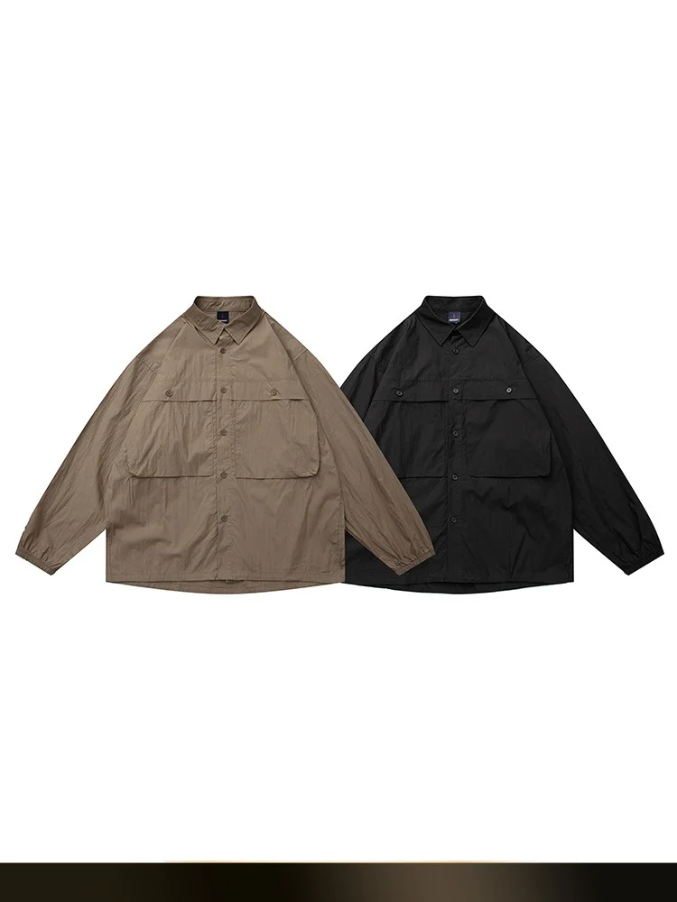 

NTED Japanese Sle Retro Work irt Men's Casual Collar Large ket Color Loose Fit Cotton Nylon Autumn New Arrival