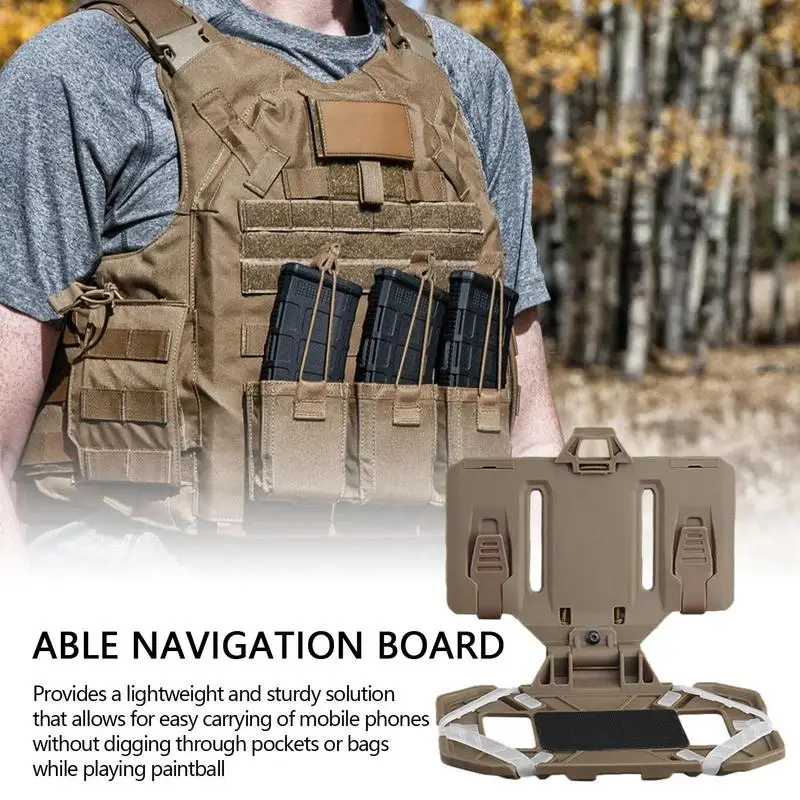 Airsoft Plate Carrier Molles Phone Carrier Outdoor Navigation Board Foldable Holder Chest Rig Mount Vest Phone Rack Tacticals