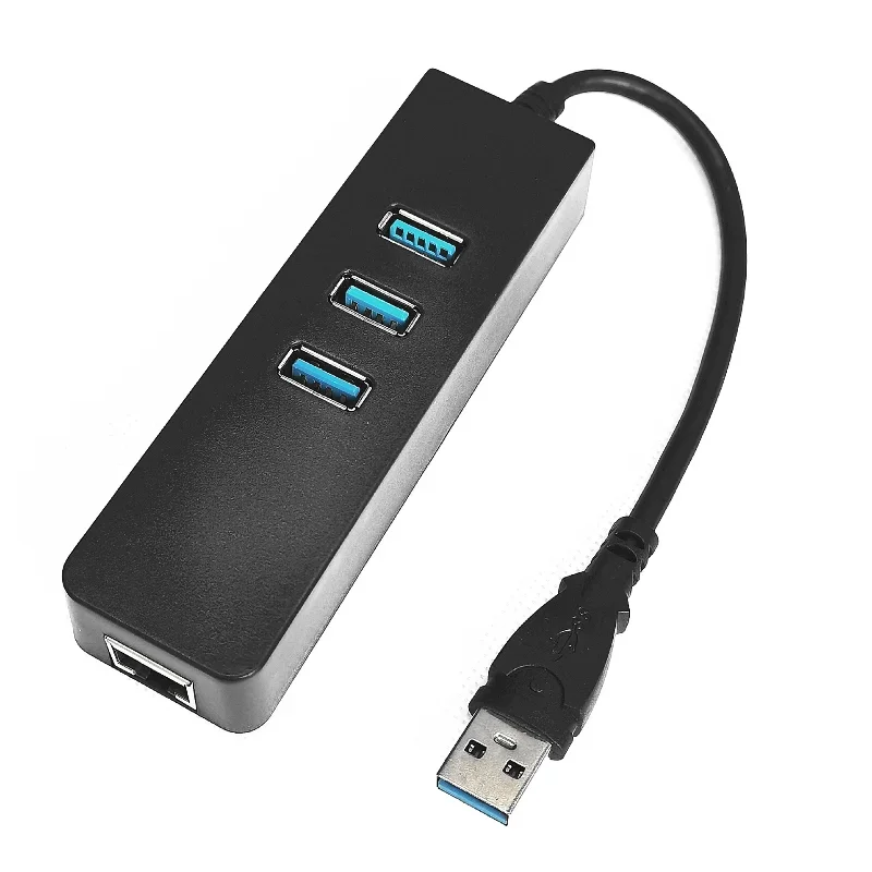 Hub USB 3.0 trois en un avec Gigabit Ethernet, adapté aux données et au chargement rapides de Mac/PC
