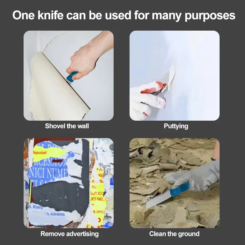 1개 스테인리스 스틸 사선 블레이드 스크레이퍼 퍼티 나이프 플라스틱 손잡이 1인치 2인치