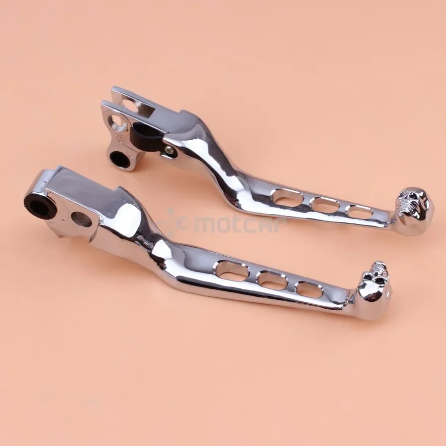 Hollow Out Style Chrome Aluminum Skull Brake Clutch Handlebar Lever for Harley Sportster Softail Night Train Fatboy Electra