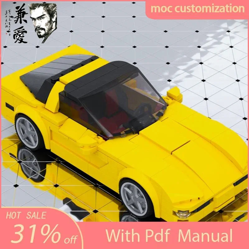

300 деталей MOC Speed Champion Chevrolet Corvette C5 Supercar: Гоночный конструктор, технические строительные блоки, креативный гараж, игрушки-кирпичики, подарки