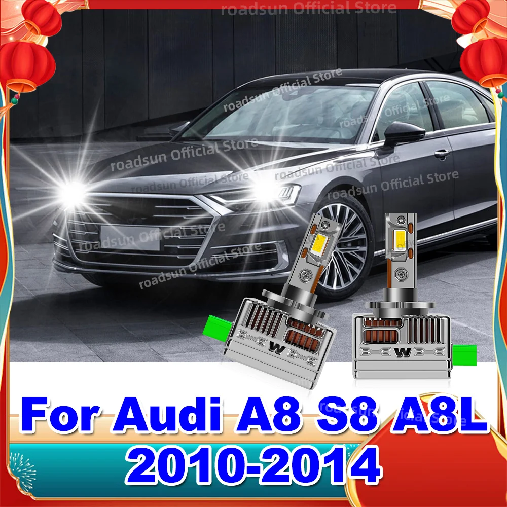 

1:1 HID Headlight Bulb Turbo LED Lamp Canbus HID Conversion Kit For Audi A8 S8 A8L 2010 2011 2012 2013 2014