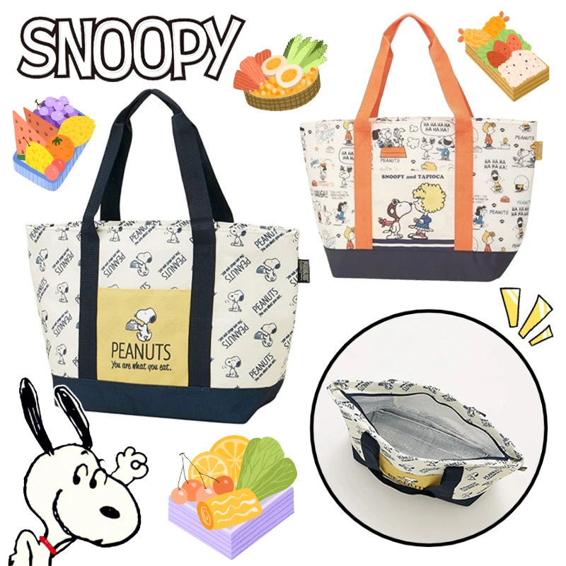 

Snoopy Cartoon Cooler Lunch Box Large Capacity Portable Insulated Canvas Lunch Bag Thermal Food Picnic Lunch Bags for Women Kids