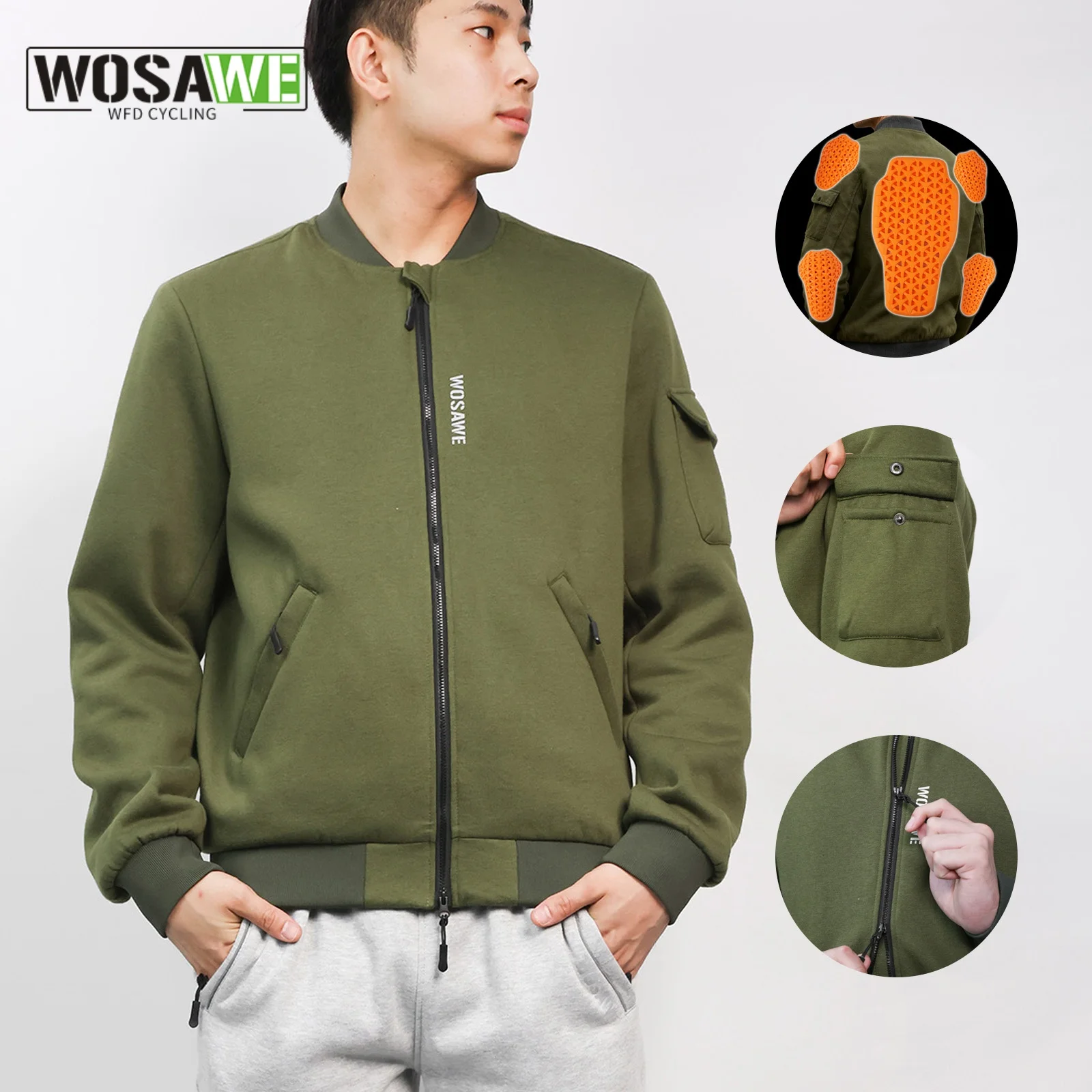 

WOSAWE Men's Cycling Coat Winter Long Sleeve Thermal Fleece Bicycle Warm Jacket Mountain Bike MTB Road Bike Clothing