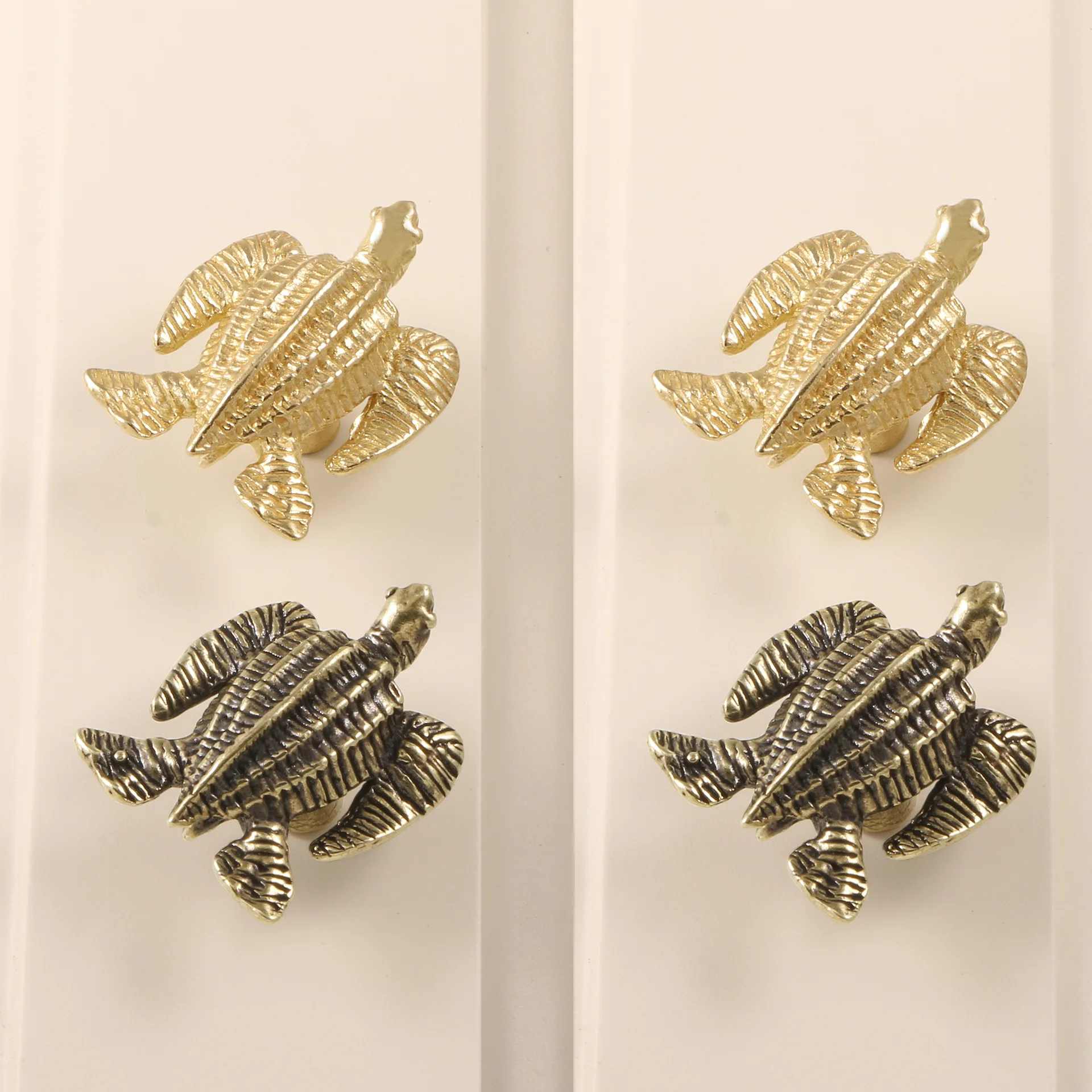 Vintage Sea Turtle Door Handles Cabinet Pulls Door Metal Handle Knobs Brass Knobs Decorative Drawers DIY