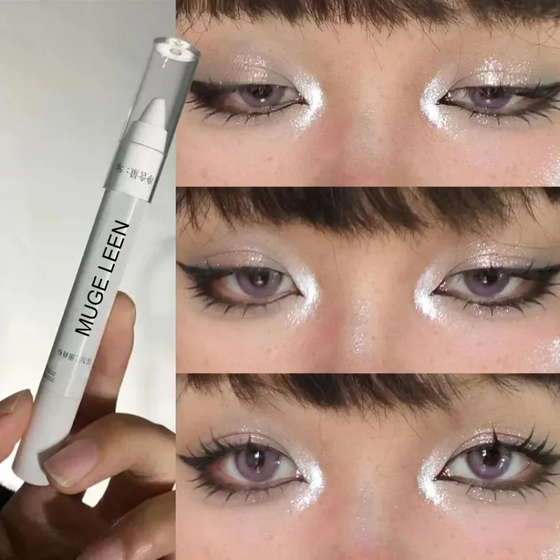 Perlado de ojos blanco mate, lápiz de ojos, cabeza de brillo, Flash, resaltador, sombra de ojos, lápiz impermeable, gusano de seda, cosmético